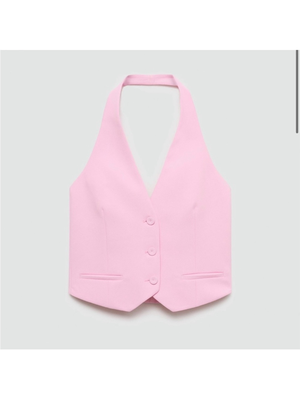 Mango SET - Light Pink Halter Vest with Button Detail & Shorts